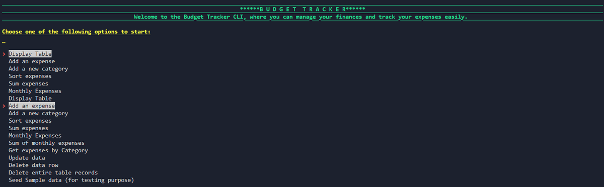 Budget Tracker CLI